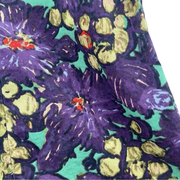 J. Crew 100% Cotton Cottagecore Purple Floral Pull On Elastic Waist Skirt 00 - Picture 3 of 9